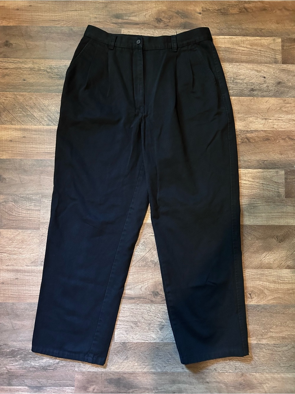 Lauren Ralph Lauren Black Pleated Chino 100% Cotton Straight Pants Women’s 10